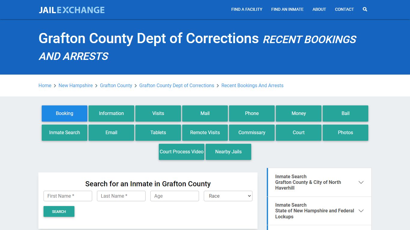 Grafton County Dept of Corrections Recent Bookings And Arrests