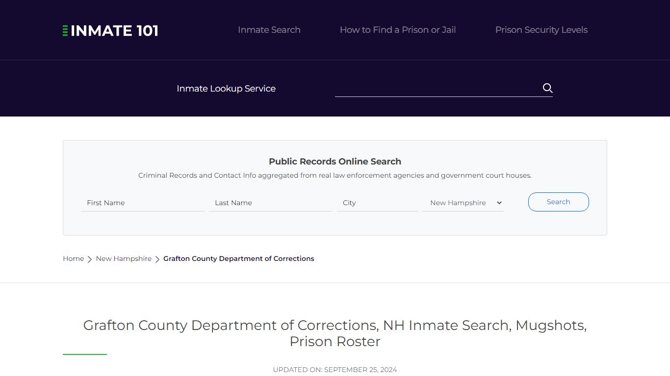 Grafton County Department of Corrections, NH Inmate Search, Mugshots ...